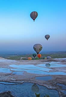 Tour en montgolfière au coucher du soleil à Pamukkale